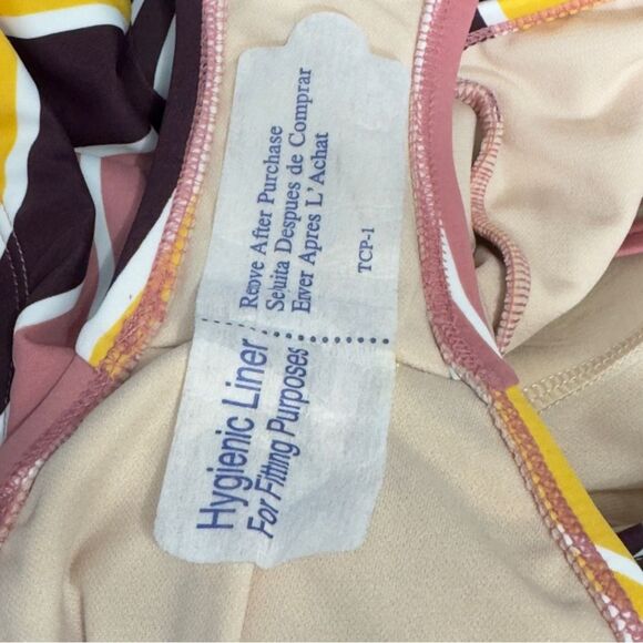 Kona Sol Variegated Stripe One Piece Swimsuit Bandeau Lace Up - Size Small 4-6 - Picture 6 of 9